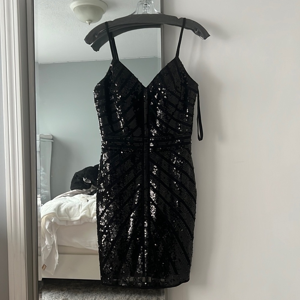 jovani black sequined dress